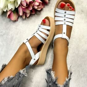 Leather sandals TEGAN - WHITE
