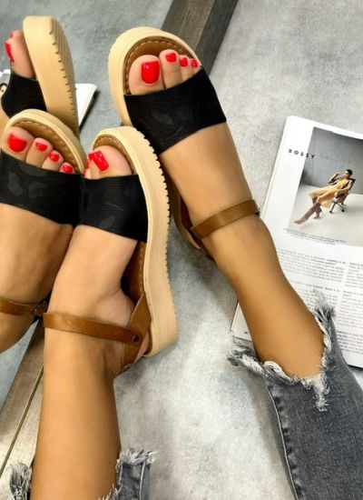 Leather sandals UPALA - BLACK