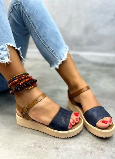 Leather sandals UPALA - NAVY