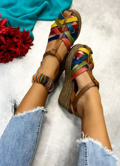 Leather sandals ZOBIA - MULTICOLOR