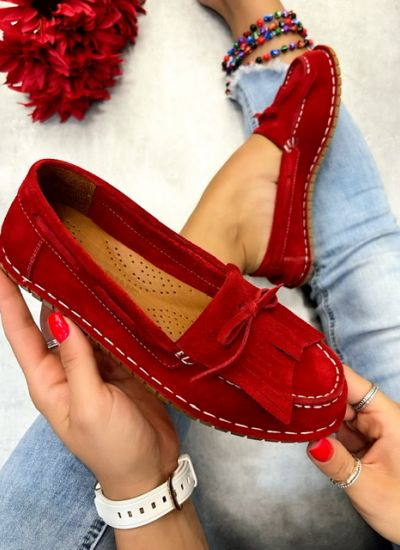 Leather moccasins HOI - RED