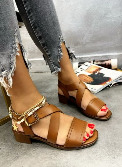 Leather sandals BRYSE - CAMEL