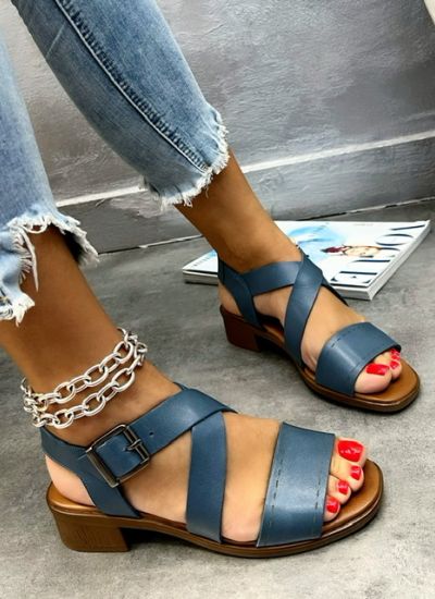Leather sandals BRYSE - BLUE