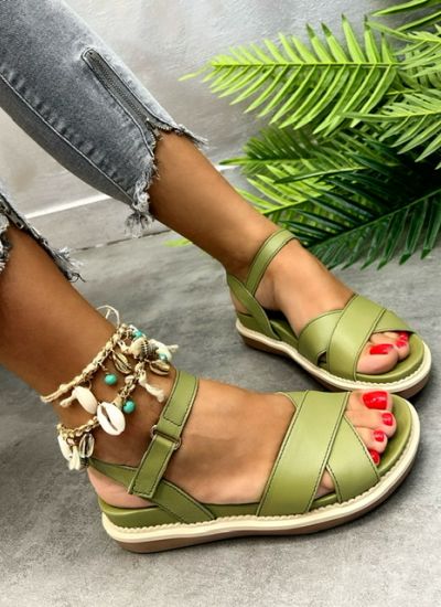 Leather sandals APSARA - GREEN