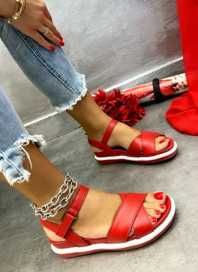 Leather sandals APSARA - RED