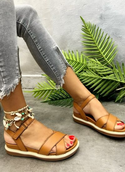 Leather sandals APSARA - CAMEL