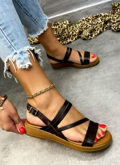 Leather sandals SUMAYA - BROWN
