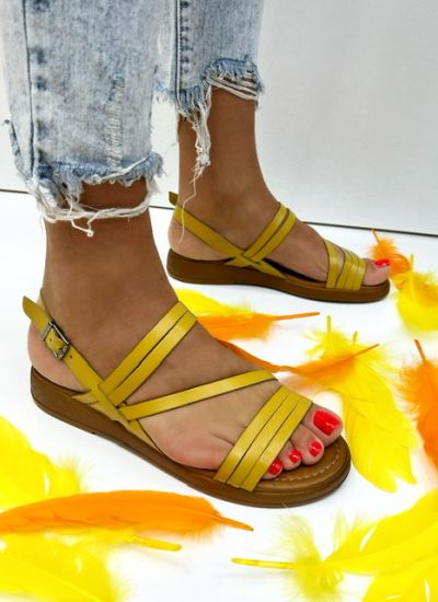 Leather sandals SUMAYA - OCHRE