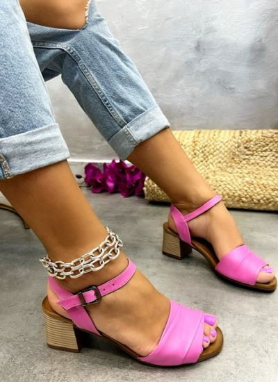 Leather sandals ROBYNN - PINK