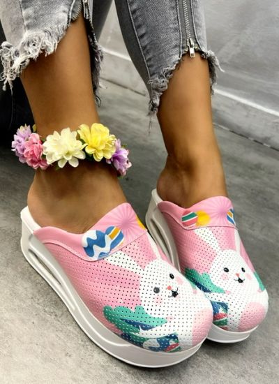 Patterned women clogs AIRMAX BUNNY - ROSE