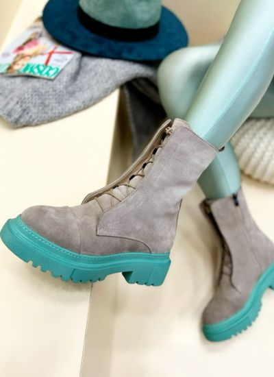 Leather booties MILLA - GREY