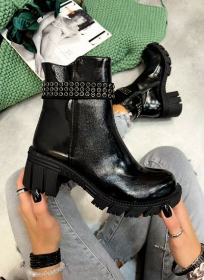 Leather ankle boots KIERRA - BLACK