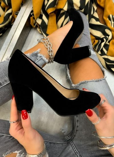 High-heels FLORI VELUR - BLACK