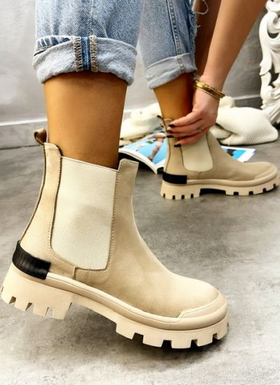 Women ankle boots RHO VELUR - BEIGE