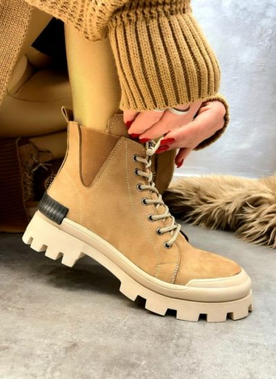 Women ankle boots TILIA VELUR - BEIGE