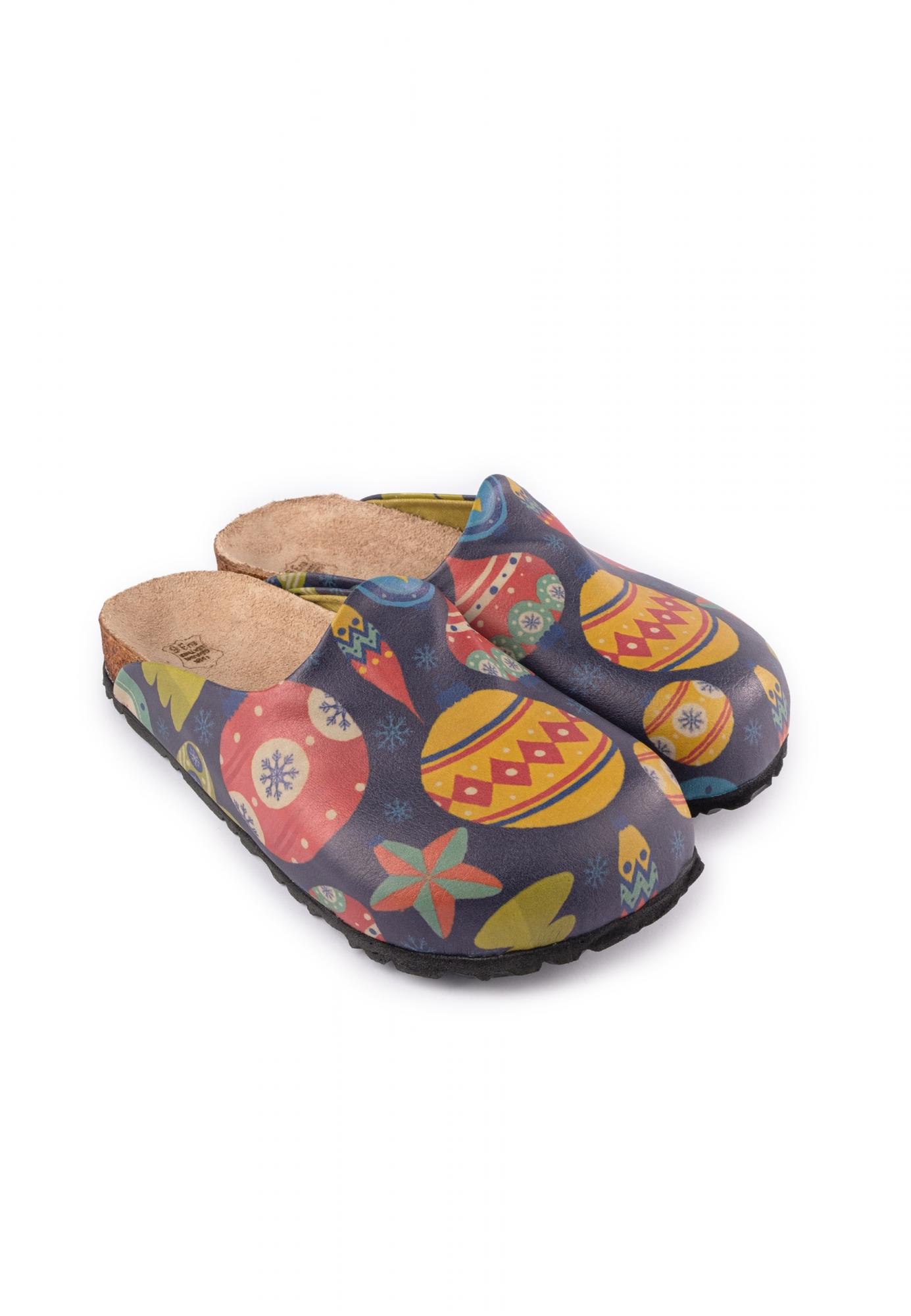 Patterned women clogs D271 - NEW YEAR - NAVY