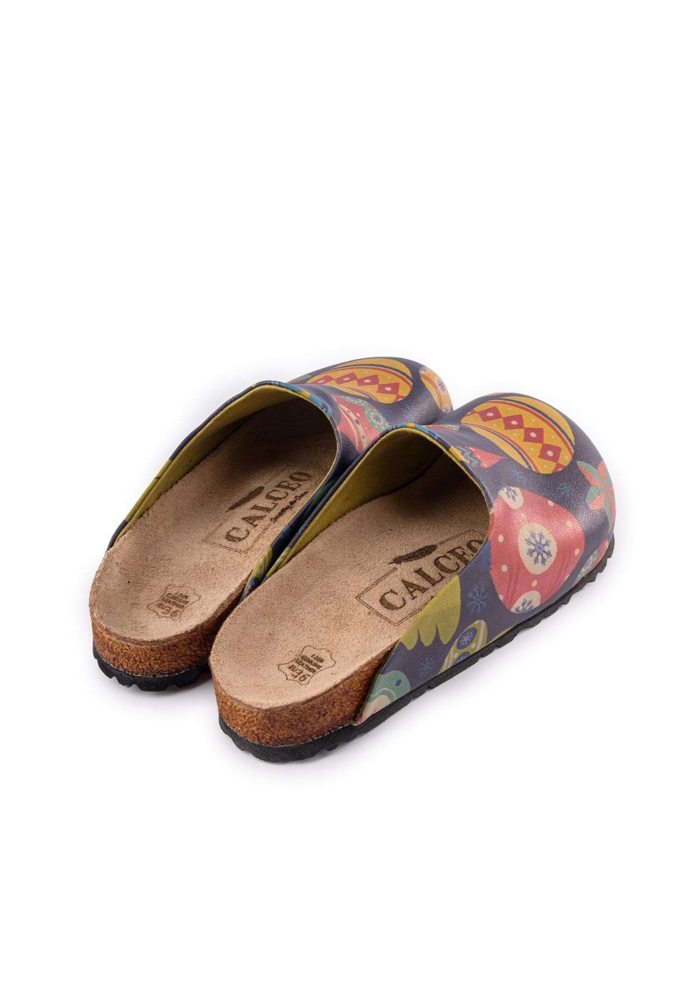 Patterned women clogs D271 - NEW YEAR - NAVY