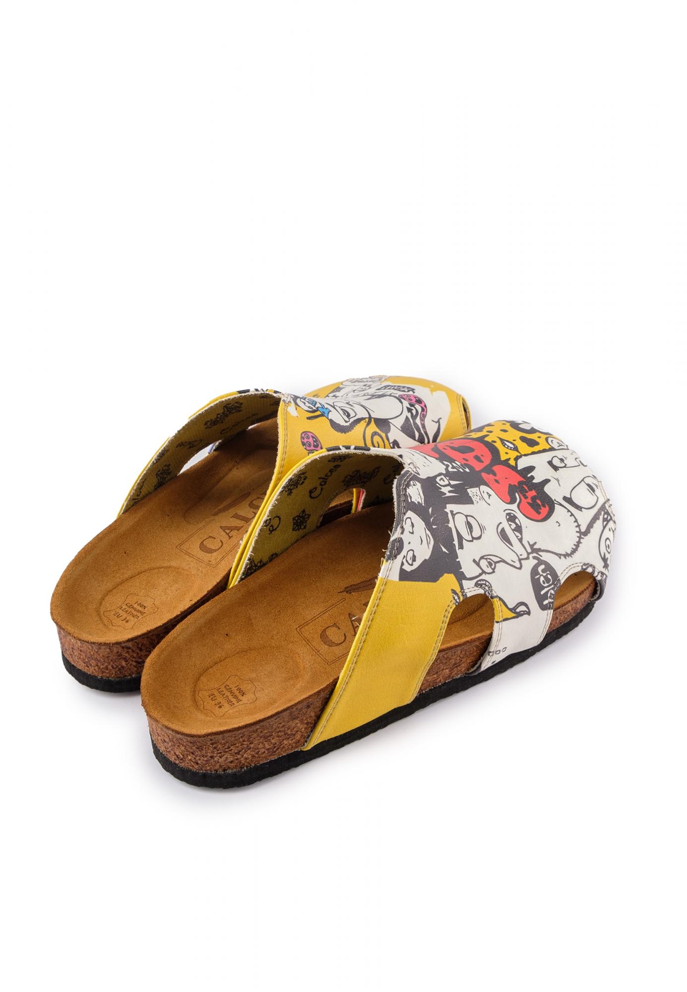 Patterned women clogs A608 - DRAWING - WHITE