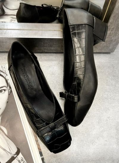 Pantofi de damă IMAAN KROKO - NEAGRĂ