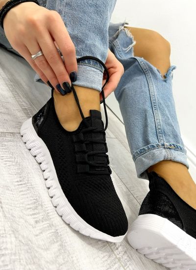 Women sneakers D597 - PULL ON - BLACK