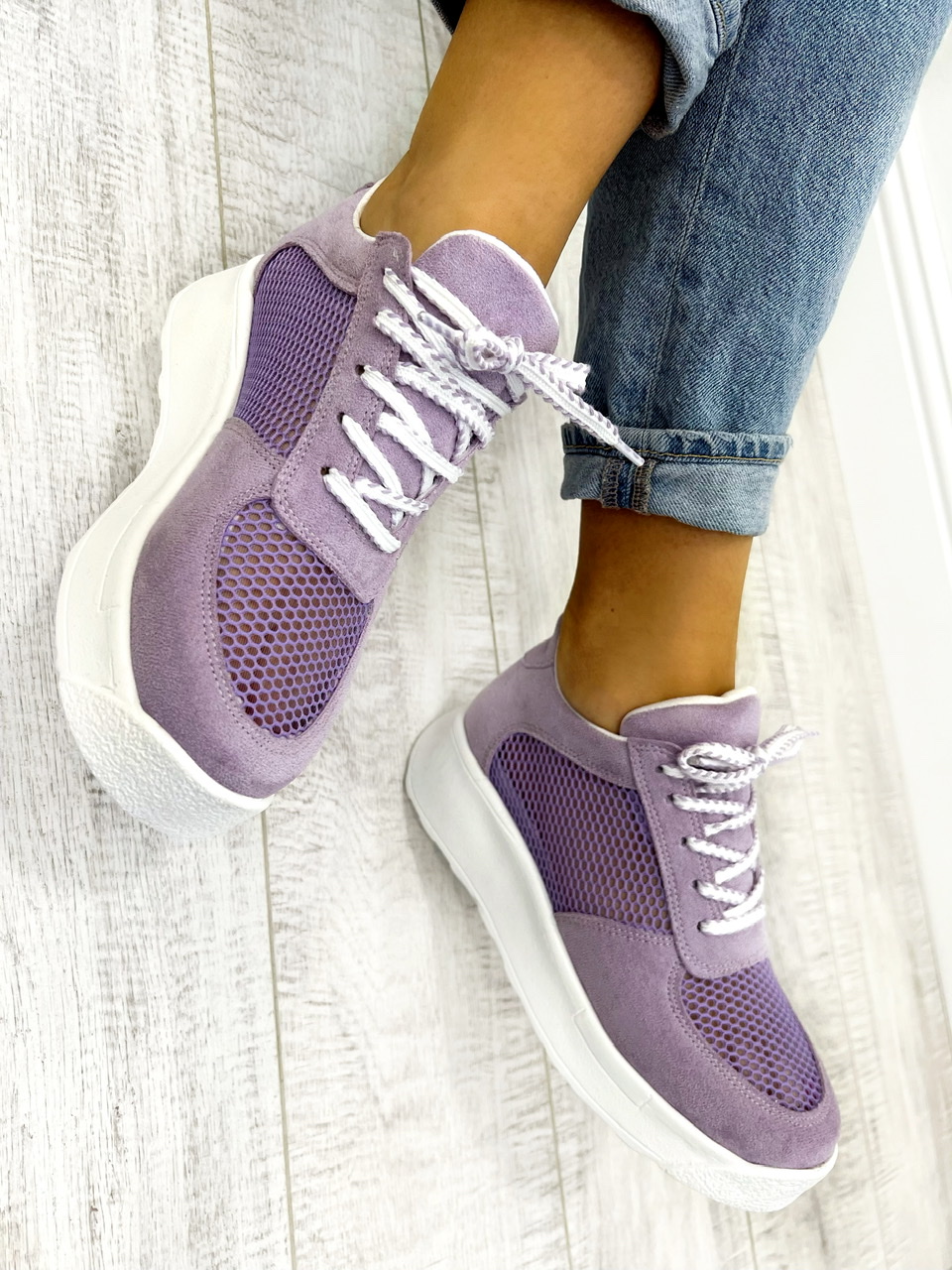 Women sneakers D601 - HOLLOW OUT - VIOLET