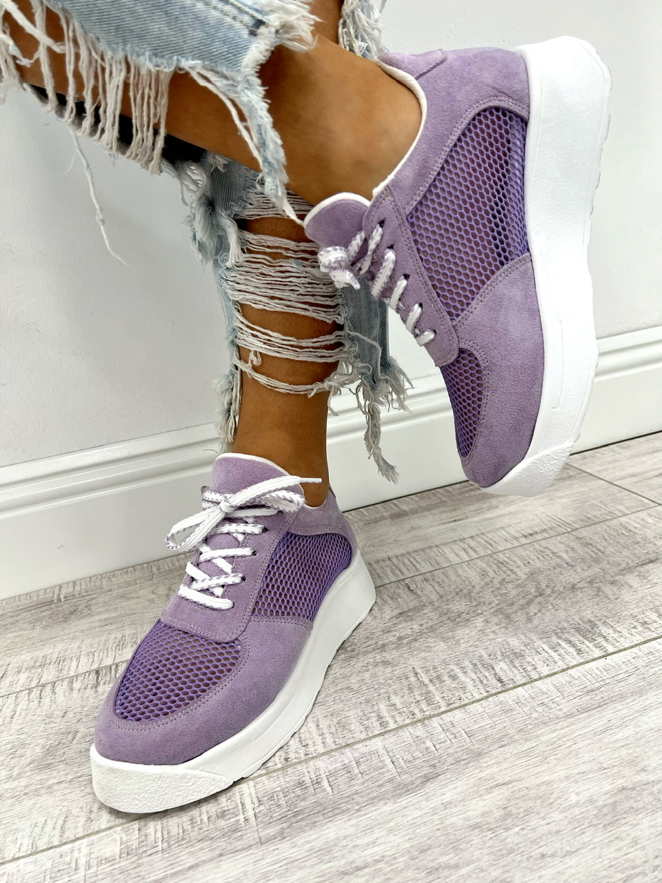 Women sneakers D601 - HOLLOW OUT - VIOLET
