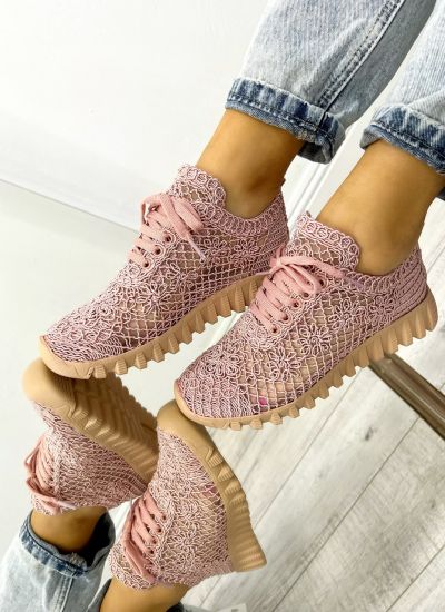 Women sneakers D585 - EMBROIDERED - ROSE