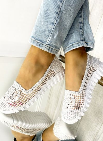 Ballerina flats D592 - EMBROIDERED - WHITE