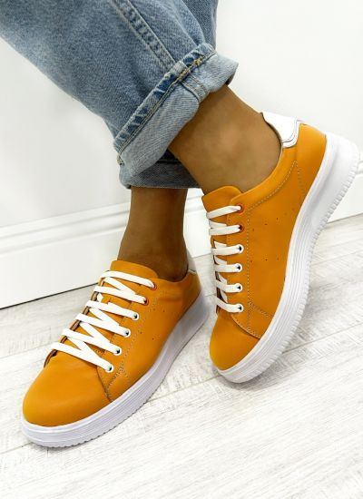 Leather sneakers D644 - VNS - SHOELACE - ORANGE