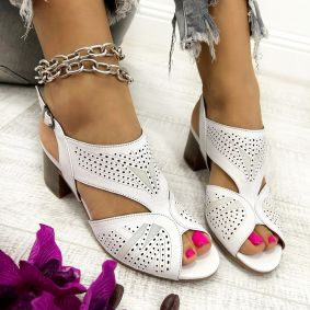 Leather sandals D655 - VNS - HOLLOW OUT - WHITE