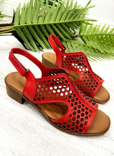 Leather sandals D658 - VNS - HOLLOW OUT - RED