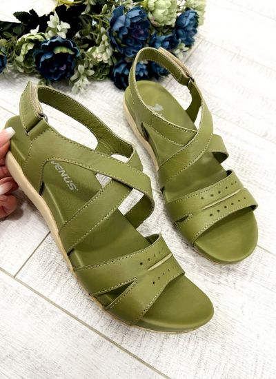 Leather sandals D676 - VNS - VELCRO - GREEN