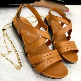 Leather sandals D676 - VNS - VELCRO - CAMEL