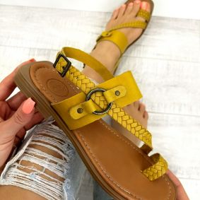 Leather sandals D681 - VNS - STRAPS - OCHRE