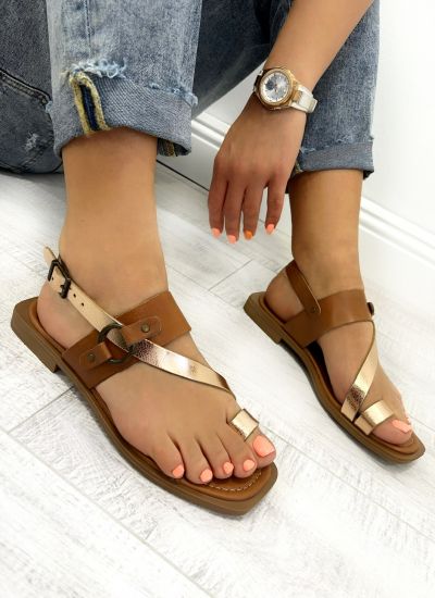 Leather sandals D682 - VNS - STRAPS - CAMEL