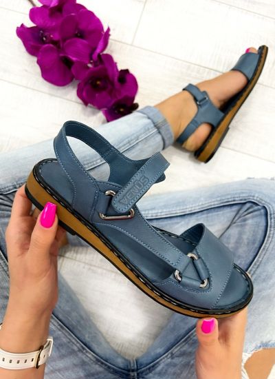Leather sandals D686 - VNS - VELCRO - BLUE