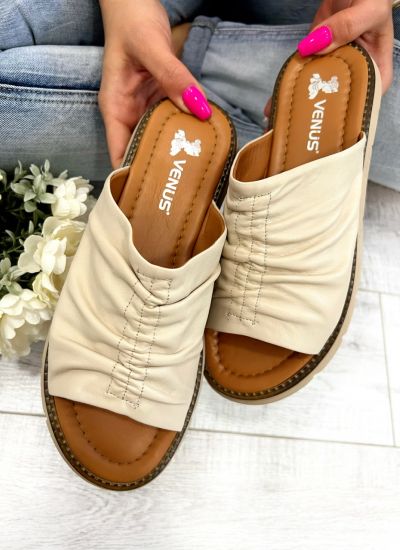 Leather slippers D693 - VNS  - BEIGE