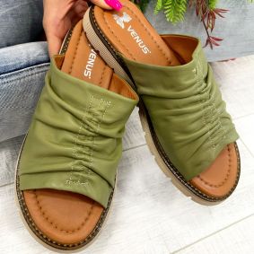Leather slippers D693 - VNS  - GREEN