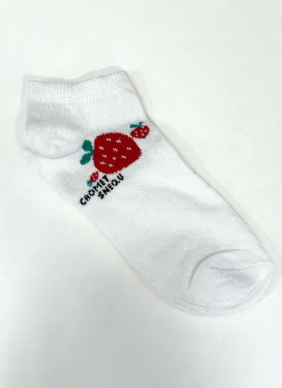 ČARAPE D767 - STRAWBERRY - 1 PAIR - BELA