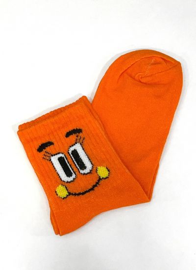 ČARAPE D774 - SMILEY - 1 PAIR - NARANDŽASTA