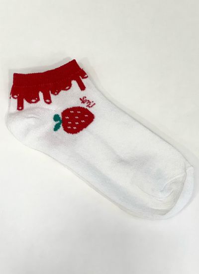 ČARAPE D778 - STRAWBERRY - 1 PAIR - BELA