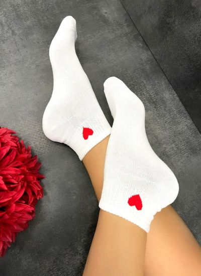 ČARAPE D779 - HEART - 1 PAIR - BELA