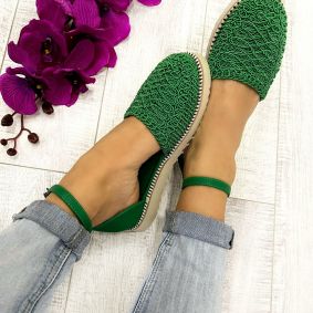 Women sandals D823 - EMBROIDERED - GREEN