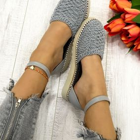 Women sandals D823 - EMBROIDERED - GREY