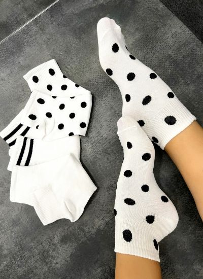 ČARAPE D835 - POLKA DOTS - 4 IN 1 - BELA