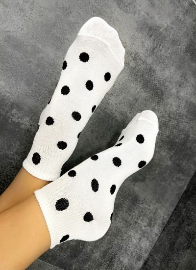 ČARAPE D842 - POLKA DOTS - 1 PAIR - BELA