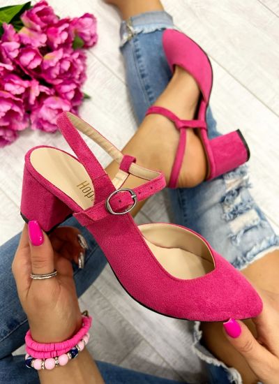 Ženske sandale D857 - SA KAIŠEVIMA - VELUR - PINK