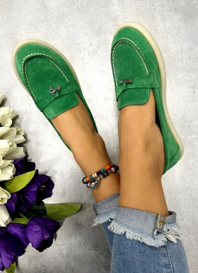 Leather moccasins D901 - GREEN