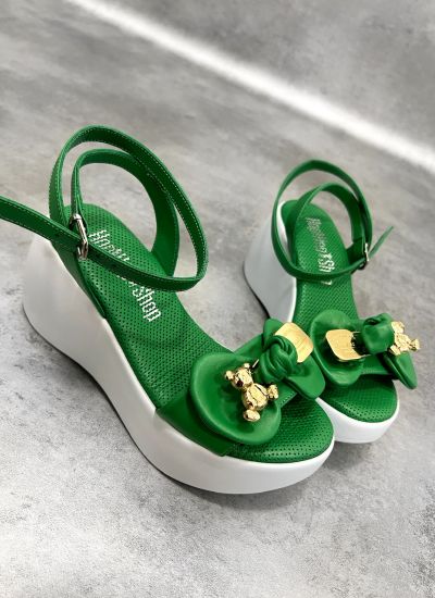 Leather sandals D979 - GREEN