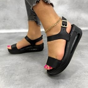 Leather sandals D994 - BLACK
